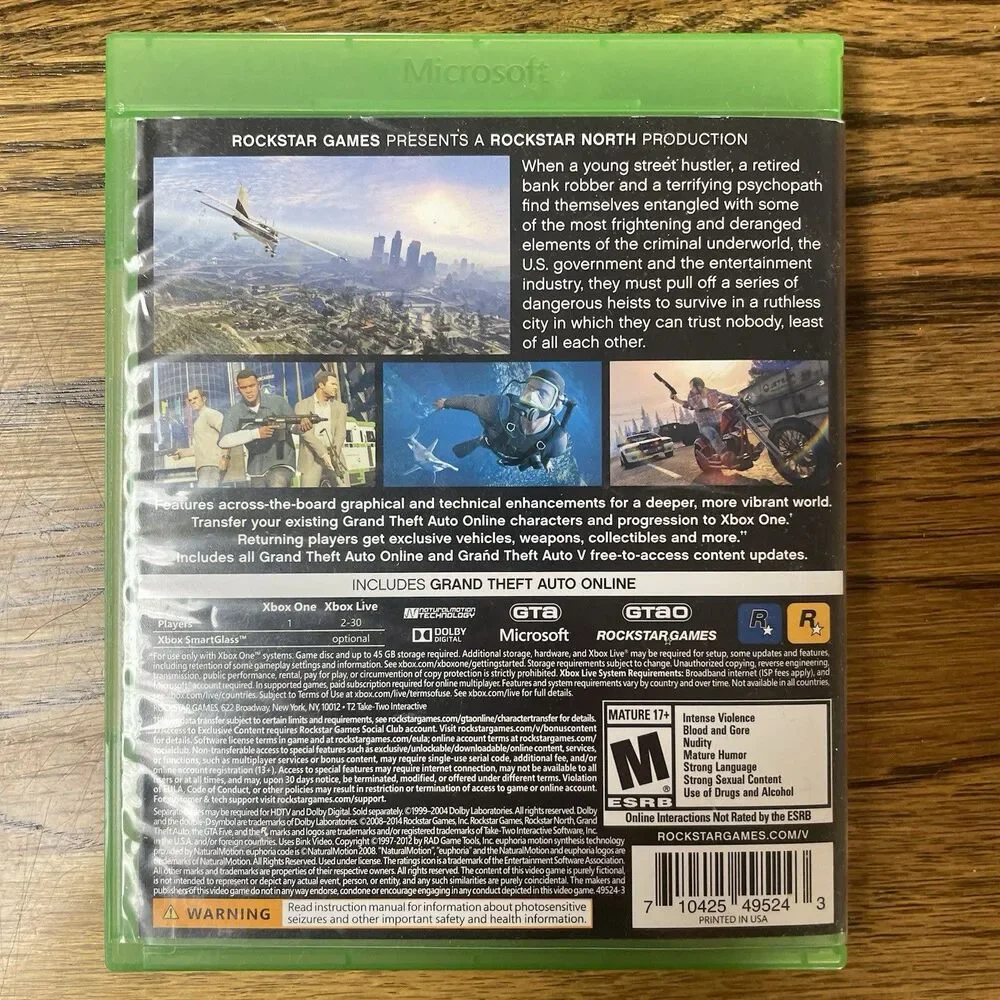 Grand Theft Auto V (Microsoft Xbox One) CIB w/Map & Manual Tested Working.